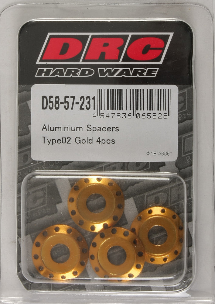 Drc 634-8302G D58-57-231 ALUMINUM SPACERS TYPE 2 GOLD M6X12MM 4/PK