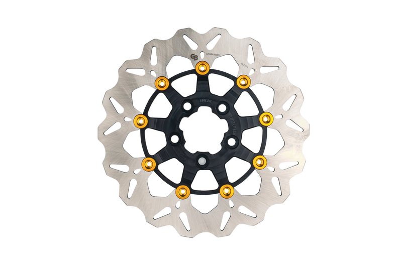 Gbrakes Rotor 11.5" Floating Wave Rear Black Gold Buttons - GBDU080 For Harley Motorcycles 2000-2022
