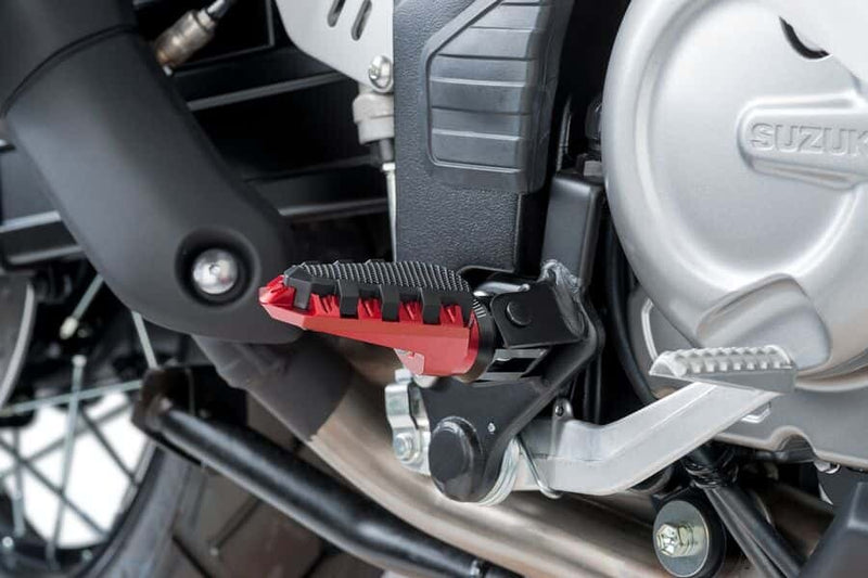 Puig Hi-Tech Parts Footpegs Trail RED - 7319R For Ducati Motorcycles 2008-2020 | Honda Motorcycles 2000-2021 | Triumph Motorcycles 2008-2021