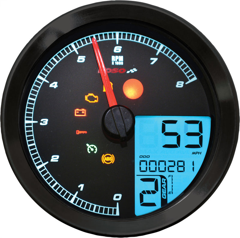 Koso North America Speedo Tach Black Bezel LCD Color Change Display - BA051231 For Harley Dyna 2011-2022