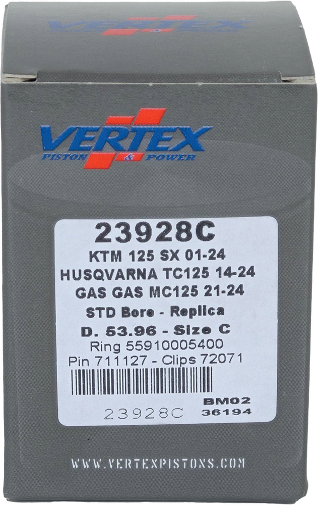 Vertex Cast Replica Piston Kit - 23928C For KTM SX 125 / XC 125 2001-2024 | Husqvarna TE 125 2014-2016