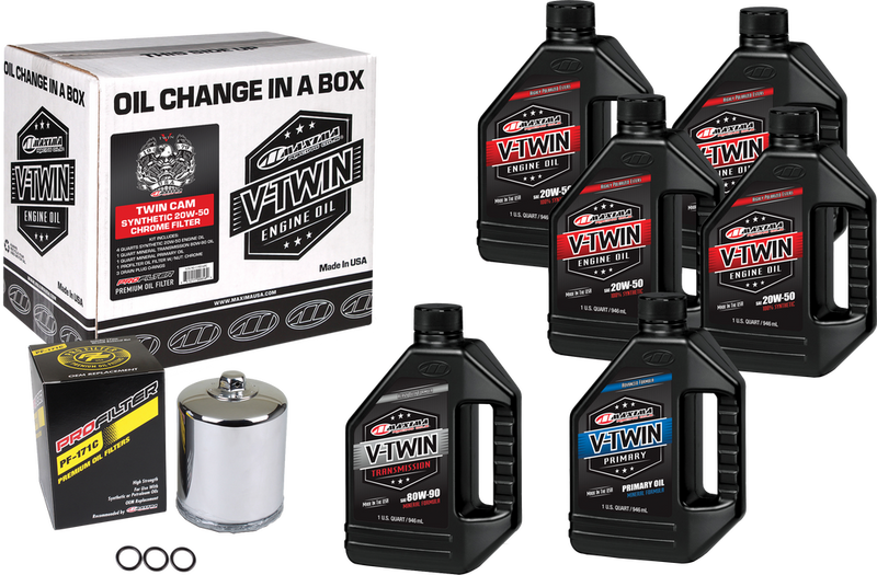 Maxima Racing Oil V-Twin SYN OIL Change Kit TC Chrome Filer - 90-119016PC