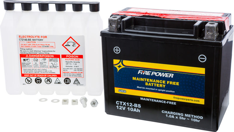 Fire Power Battery Maintenance Free - CTX12-BS For Aprilia Motorcycles 2000-2013 | Triumph Motorcycles 2000-2015 | Kymco ATV/UTV Models 2004-2015