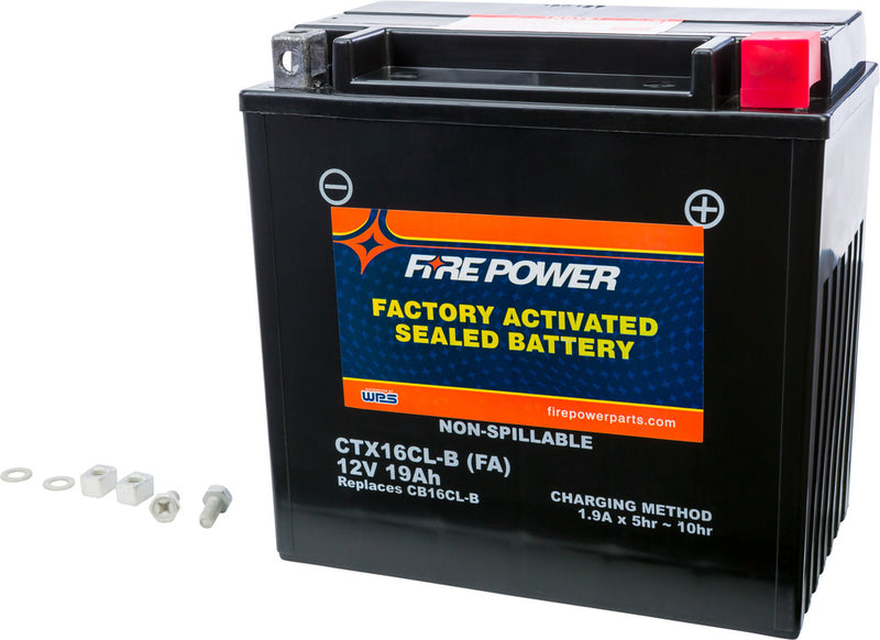 Fire Power Battery CTX16CL-B Sealed Factory Activated - CT16CL-B-BS(FA) For Yamaha Watercraft 1987-2018 | John Deere UTVs 2004-2016