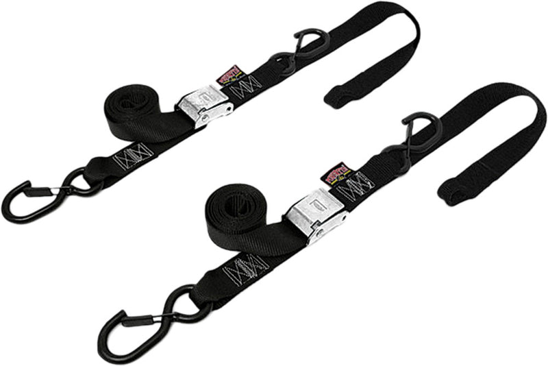 Powertye TIE-Down RAT SEC Hook Soft-TYE 1.5"X6.5' Black Pair - 30572-ST