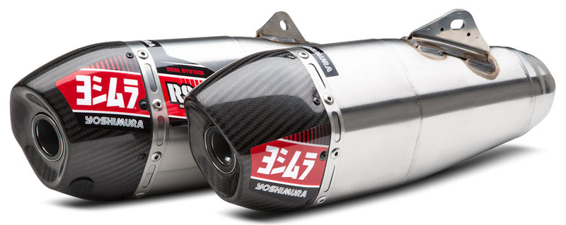Yoshimura RS-9 Header Canister END CAP Exhaust Dual Slip-ON SS-AL-CF - 225832R520 Honda CRF450R / CRF450RX 2017-2018