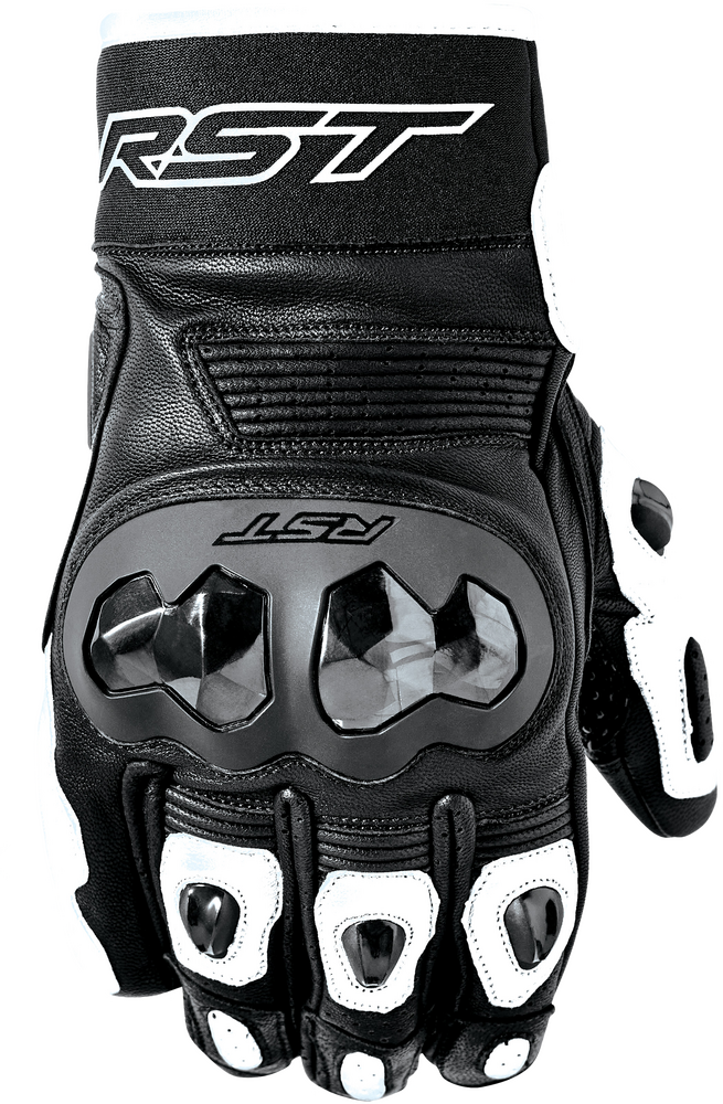 Rst 556-3668109 103668WHI-09 FREESTYLE 3 D3O GLOVE BLACK/WHITE LEATHER MD