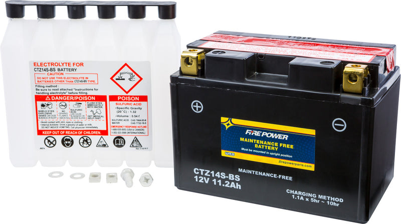 Fire Power Battery Maintenance Free - CTZ14S-BS For Honda Motorcycles 2001-2017 | Yamaha Motorcycles 2006-2020 | Suzuki 1000 2018