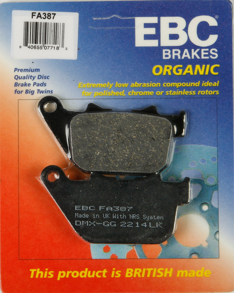 EBC Brake Pads FA837 Organic - FA387 For Harley Sportster 2004-2013