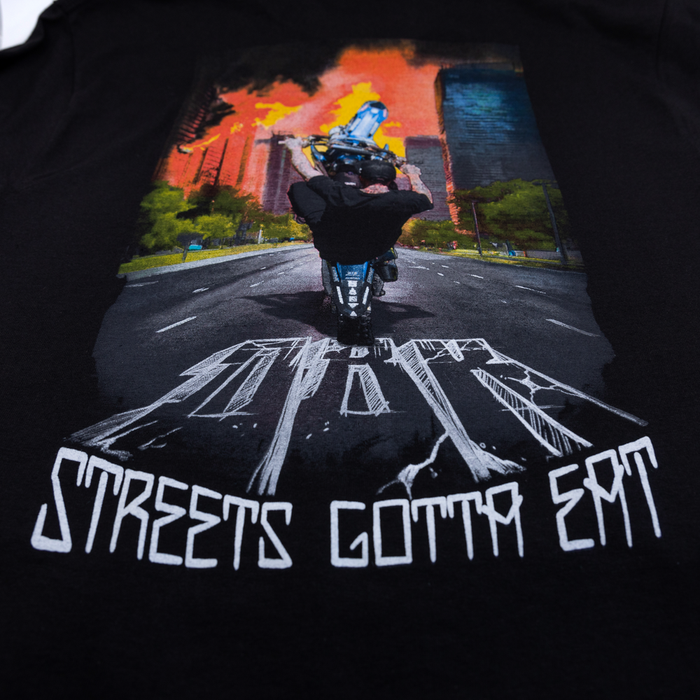 Dbk 325-00043M AT-STREETSEAT-M STREETS GOTTA EAT TEE BLACK MD