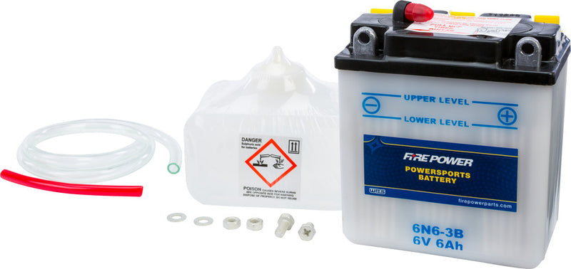 Fire Power Battery W Acid 6V - 6N6-3B Honda Motorcycles 1970-1981
