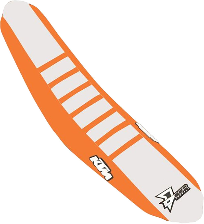 D'cor Visuals D-Cor Seat Cover Orange White Orange Ribs KTM SX F 125-450 - 30-30-304 KTM Dirt Bikes 2019-2023