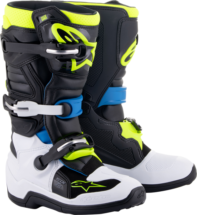 Alpinestars 482-26606 2015017-1795-6 TECH 7S BOOTS BLK/ENAMEL BLU/FLUO YEL SZ 6