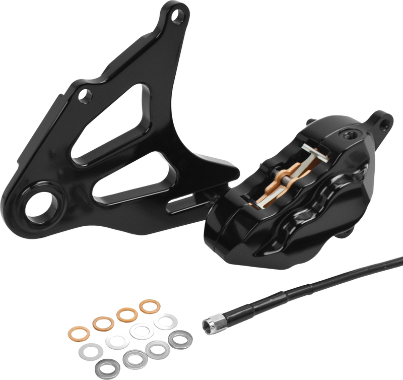 Hawg Halters Inc 4 Pist Rear Caliper Kit Black ST - RKSTAB518 For Harley Softail 2018-2023