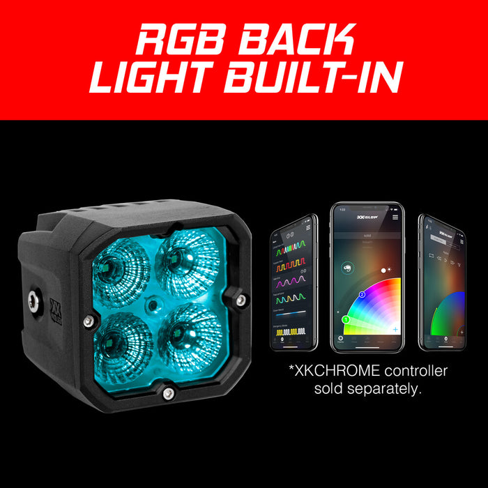 Xk Glow 653-0073 XK065001-D 20W RGB POD LIGHTS DRIVING BEAM