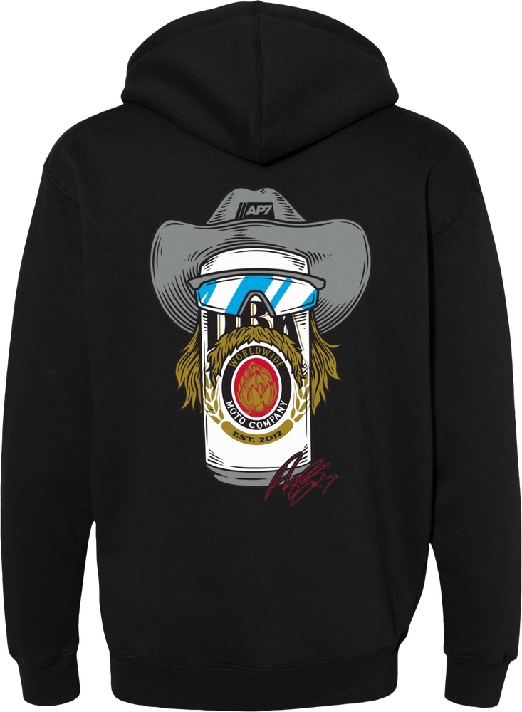 Dbk 325-000292X AHAP-STACHEMULL-2X STACHE MULLET MOTO HOODIE BLACK 2X