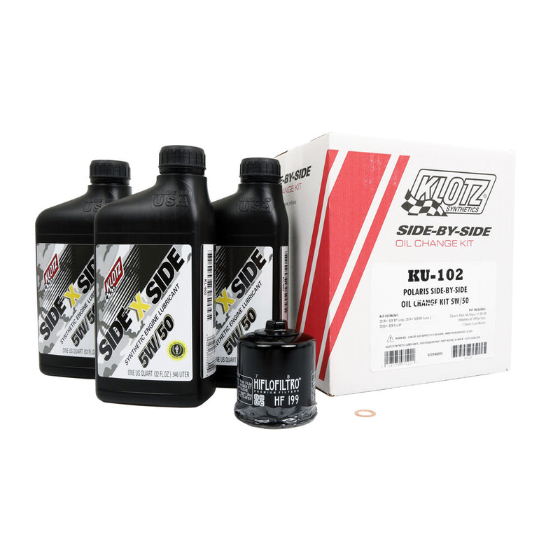 Klotz Oil Sidexside OIL Change Kit 5W50 W OIL Filter POL - KU-102 Polaris RZR 2019-2023