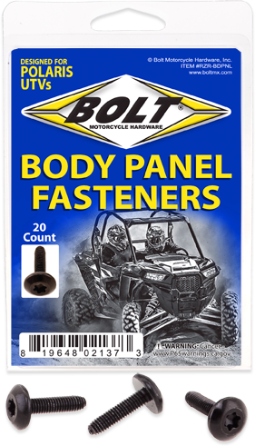 Bolt 020-0162 RZR-BDPNL UTV BODY PANEL FASTENERS M6X24 BODY PANEL SCREWS 20PK