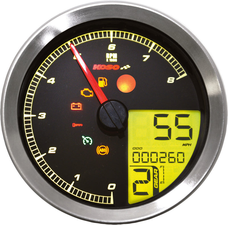 Koso North America Speedo Tach SIL Bezel LCD Color Change Display - BA051201 For Harley Dyna 2004-2013