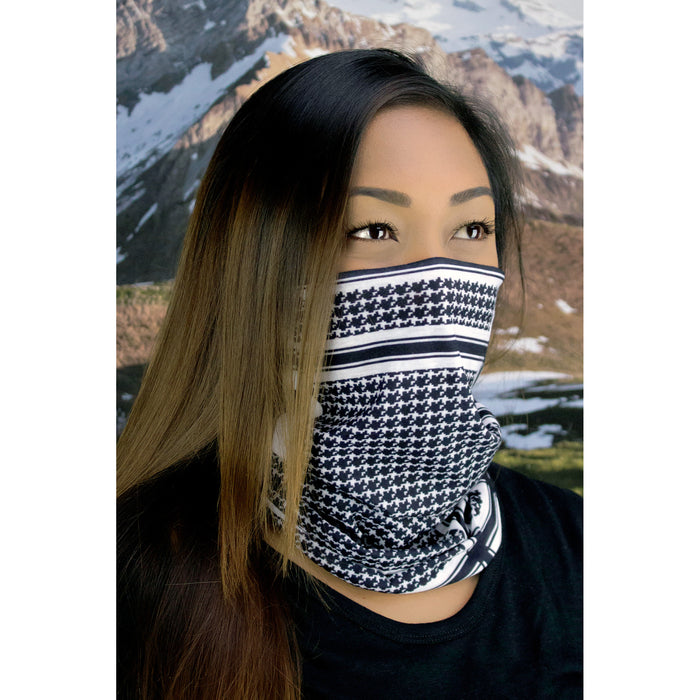 ZAN HEADGEAR 2502-0112 TF235BW Motley Tube® Fleece Lined houndstooth - black and white