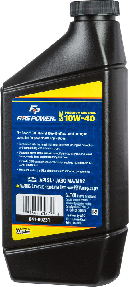 Fire Power 841-00231 196979 MINERAL OIL 4T 10W40QT 12/CASE