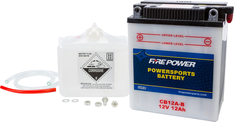Fire Power Battery W Acid 12V Heavy Duty - CB12A-B Honda VFR700F Interceptor / VFR750F Interceptor / Tourist Trophy / XL600V Transalp 1986-1987