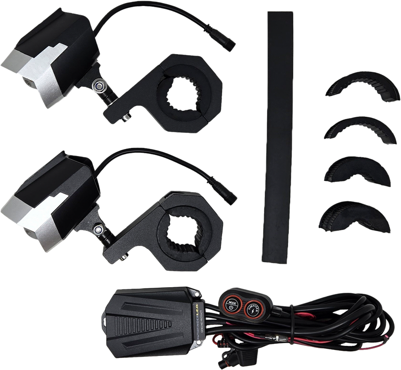 Pathfinder 226-0232 PL80LRS DUAL SWITCHBACK LED LIGHTS SILVER/BLK WIRED REMOTE PR
