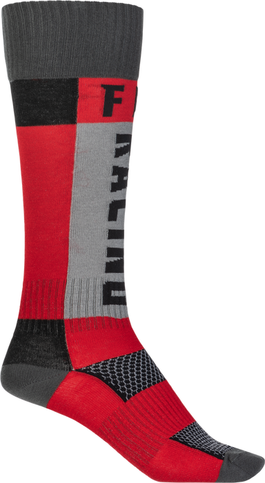 Fly Racing 350-0550S 350-0550S MX SOCKS THICK RED/GREY SM/MD