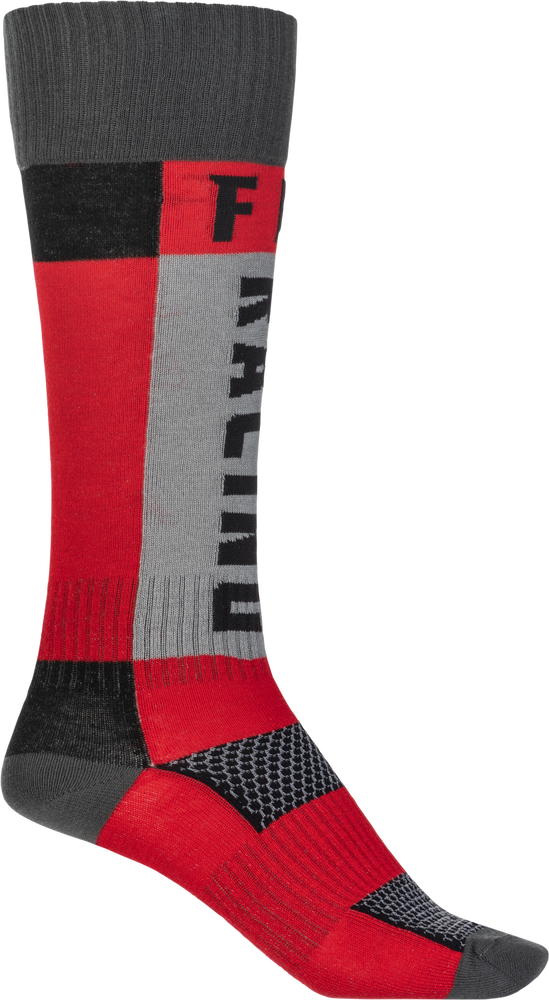Fly Racing Youth MX Socks Thick RED Grey