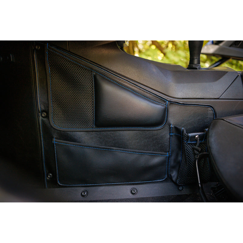 SHOW CHROME 3550-0407 H44-7DBLU Console Organizer Kaliber Organizer - Driver - Black w/ Blue Stitching