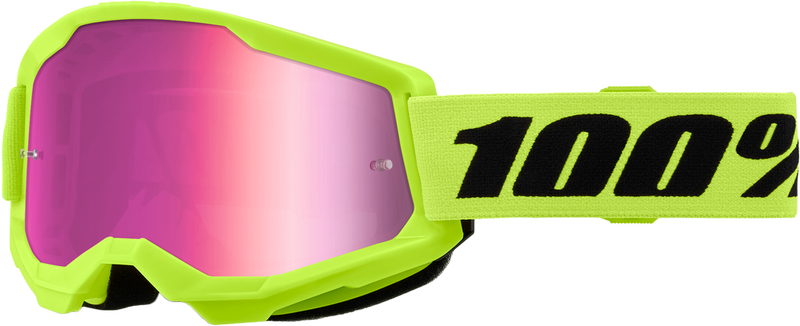 100% 610-5236 50028-00016 STRATA 2 GOGGLE NEON YELLOW MIRROR PINK LENS