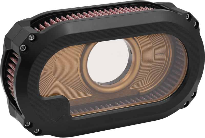 Kens Factory NL TC Air Cleaner W Glass Black W Gold - NXT-03BG For Harley Touring 2008-2016