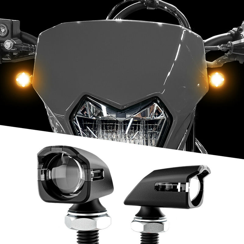 Xk Glow 653-0166 XK034022-AB MINI LED TURN SIGNAL BLACK AMBER PAIR