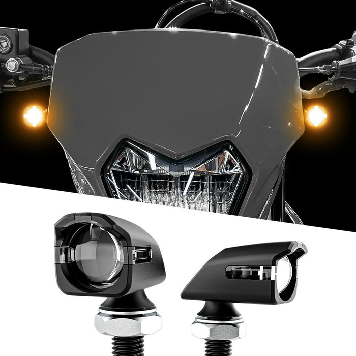 Xk Glow 653-0166 XK034022-AB MINI LED TURN SIGNAL BLACK AMBER PAIR