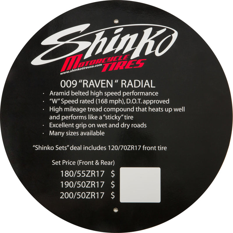 Shinko 87-4999 009 RAVEN INSERT TIRE DISPLAY SIGN 009 RAVEN