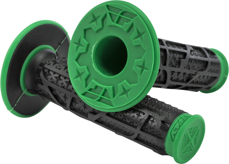 Fly Racing Pilot II MX Grips Green Black - 01173615A For Beta Dirt Bikes 2008-2019 | Kawasaki Dirt Bikes 1974-2019 | Husaberg Dirt Bikes 1992-2014