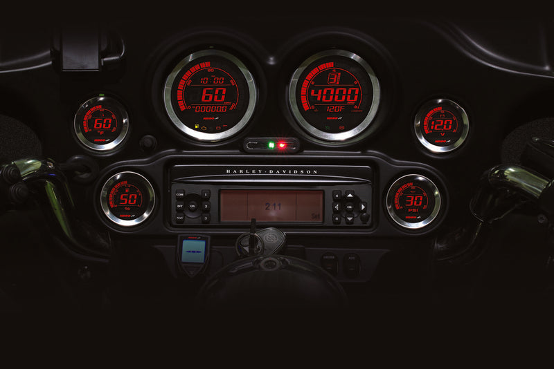 Koso North America Digital Gauge Cluster Silver Bezel Flht AND Fltr - BA050901 For Harley Touring 2004-2013