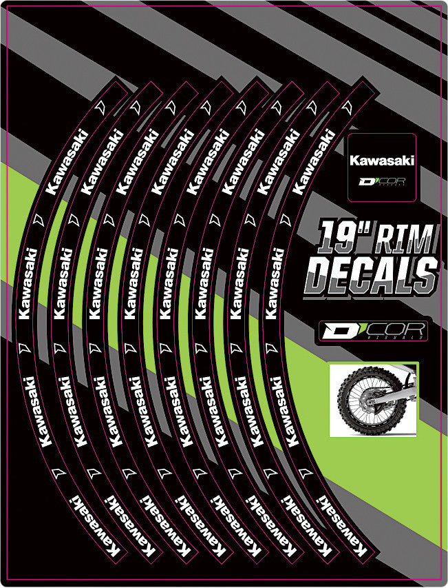 D'cor Visuals D-Cor RIM Decals 19" Kawasaki Logo Rear - 40-80-201 Kawasaki Dirt Bikes 1990-2017
