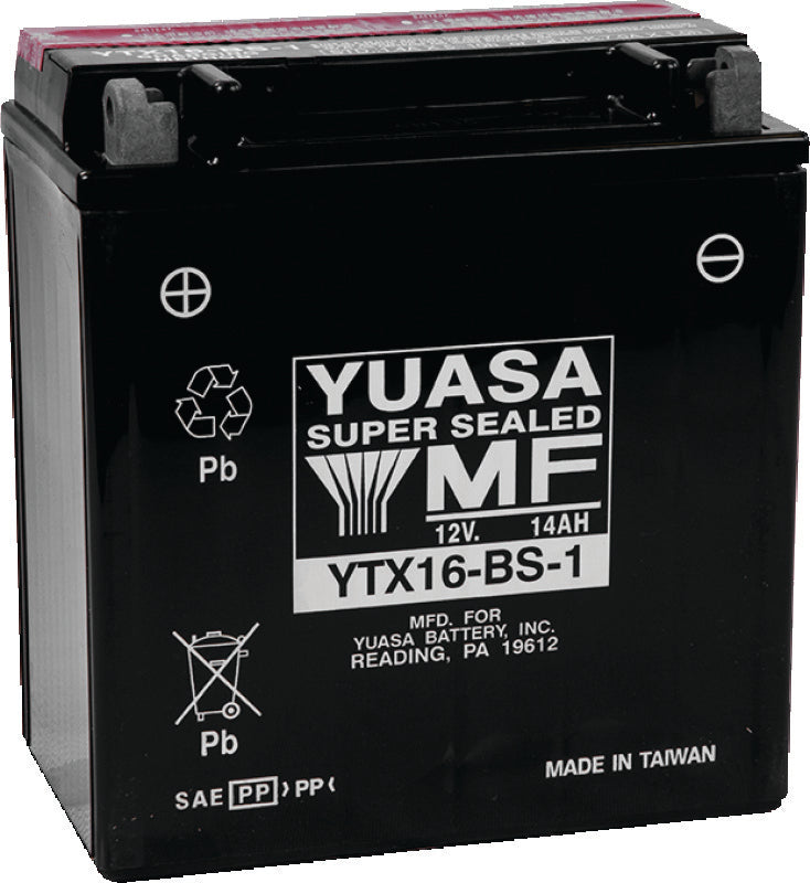 Yuasa Battery YUAM32X61 Yuasa YTX16-BS-1 Maintenance Free AGM 12-Volt Battery W/bottle - Photo - Primary