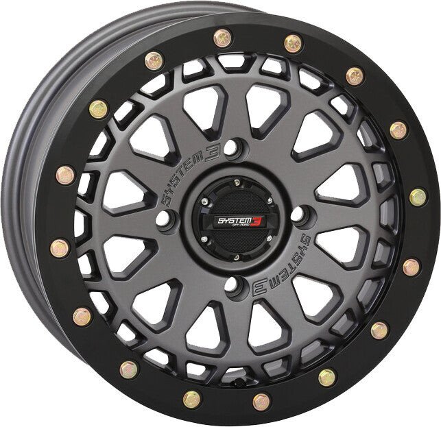 System 3 SB6 BL Wheel 15X7 4+3 (+10MM) 4/137 GUN Metal Grey - 15S3-6636 For Honda Pioneer 2016-2023 | Bombardier Outlander 2003-2006