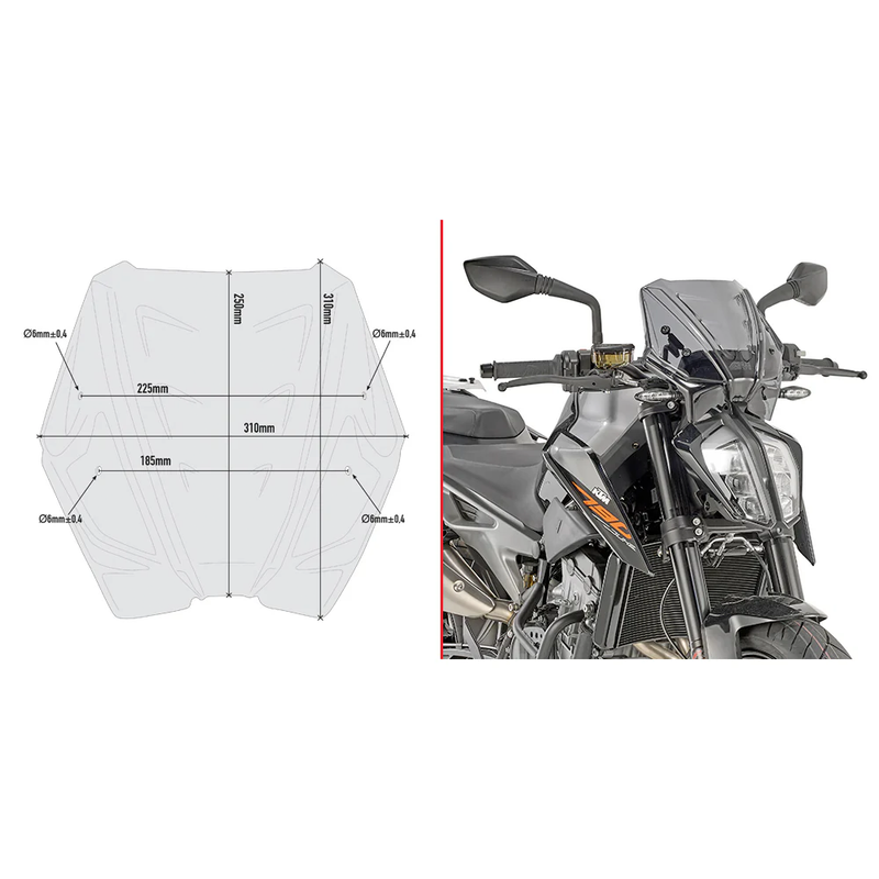 Givi Windshield Specific LOW Smoke - A7708 KTM 790 Duke / 890 Duke 2018-2020