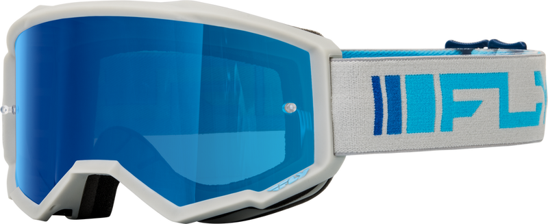 Fly Racing 37-51523 37-51523 ZONE GOGGLE SILVER/BLUE W/ DARK BLUE MIRROR/SMOKE LENS