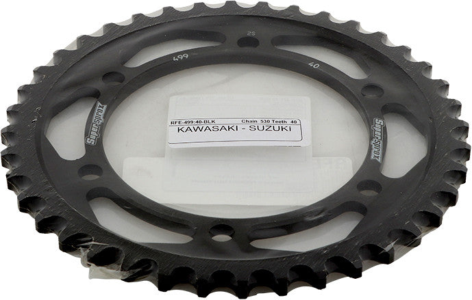 Supersprox Rear Sprocket Steel 40T-530 Black - RFE-499-40-BLK For Suzuki 750 / 1000S / 1000R / 1300R Hayabusa 1996-2007 | Husqvarna TC 65 2018-2021