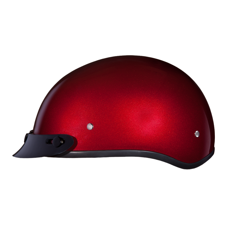 Daytona Skull Cap Half Helmet with Peak Visor, Black Cherry / M
