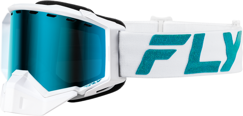 Fly Racing 37-4100 FLB-24ZP2 ZONE ELITE SNW GOGGLE WHT/TEAL W/ SKY BLUE/POLARIZED SMK LENS