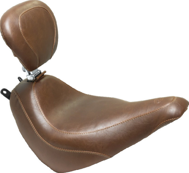 Mustang Motorcycle 83001 Mustang 18-21 Harley Heritage Classic, Deluxe Wide Tripper Solo Seat W/driver Backrest - Brown - Photo - Primary