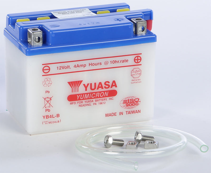 Yuasa Battery YB4L-B Conventional - YUAM224LB For Aprilia 50 / 250 1999-2005 | Yamaha Zuma 1997-2001
