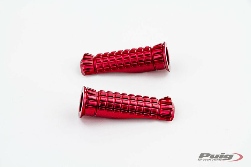 Puig Hi-Tech Parts Footpegs R-Fighter RED - 9192R For Ducati Motorcycles 2008-2020 | Honda Motorcycles 2000-2021 | Triumph Motorcycles 2008-2021