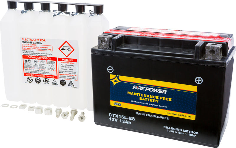 Fire Power Battery Maintenance Free - CTX15L-BS For Ski-Doo Snowmobiles 1999-2001 | Moto Guzzi Sport 1100 1997-1999