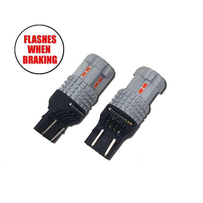 Pathfinder 226-0077 7443RP2 ULTRA FLASH RED LED BULB PR 7443 FLASHES 4X WHEN BRAKING